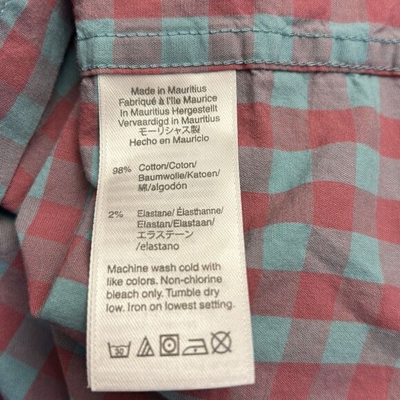 J Crew flex washed classic fit blue pink checkered button down shirt Size XL - Picture 10 of 10